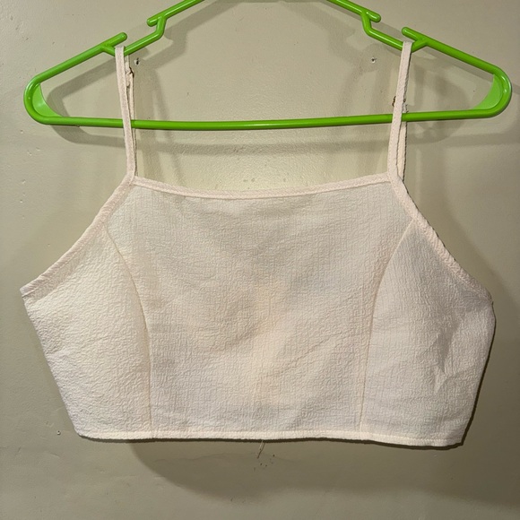 SHEIN size medium cream White Textured Crop tank Top - Picture 1 of 4